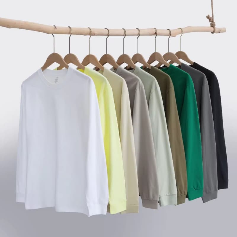 Custom Logo High Quality Men'S Blank 100% Cotton 230Gsm Plain Streetwear Long Sleeve T Shirt for Men